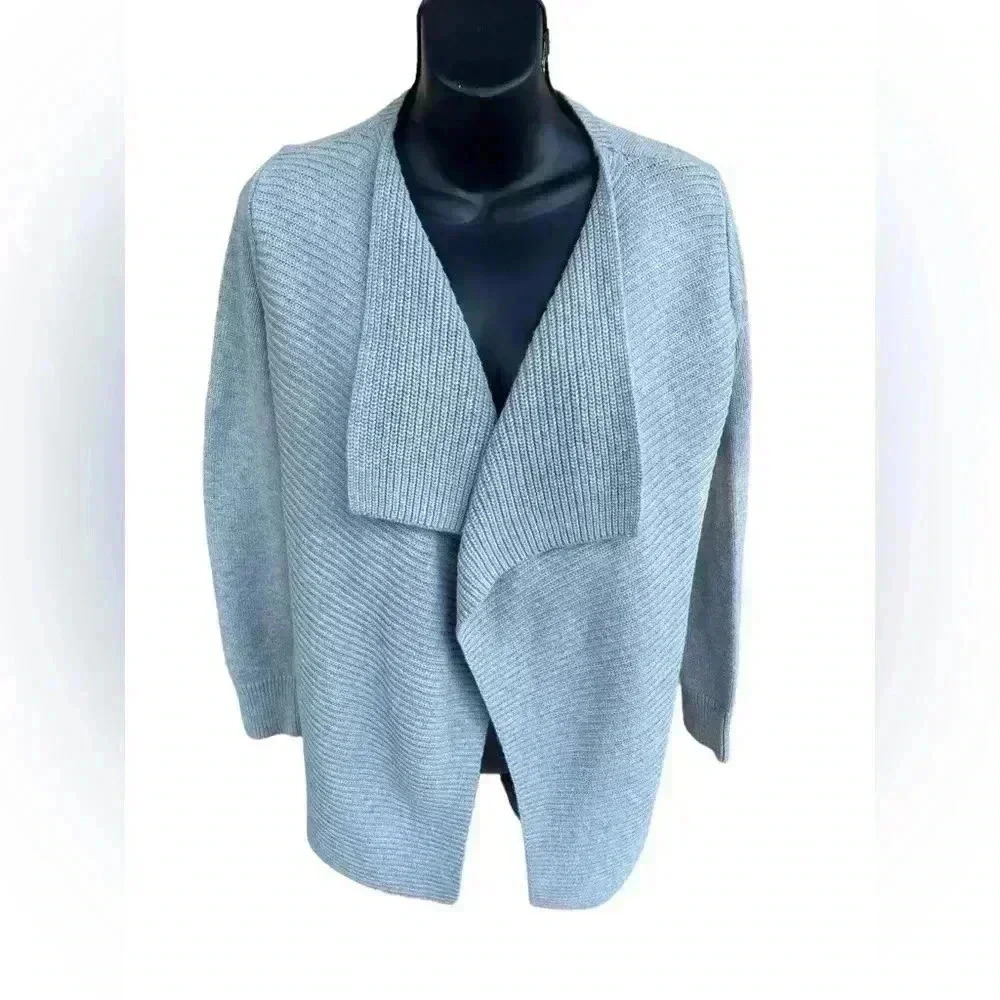 Gap body women’s gray open cardigan ribbed thick sweater sz XS long sleeve used